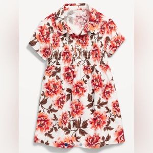Old navy printed smocked shirt dress for toddlers floral cream swirls